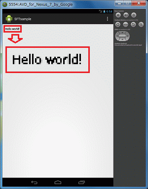 }6Ŏ悤ɁAAndroidNʂ\ĂAAvP[VNAuHello world!vƕ\܂B