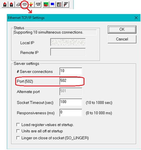 ModRSsim2 TCP/IP 設置